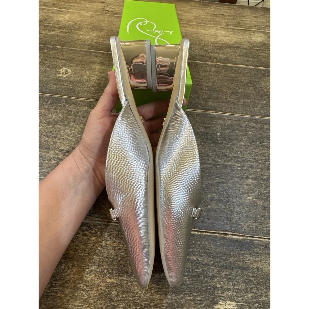 Sam Edelman Women Ollie Square Toe Bit Mule in Silver Size 7.5 Equestrian - Picture 9 of 13